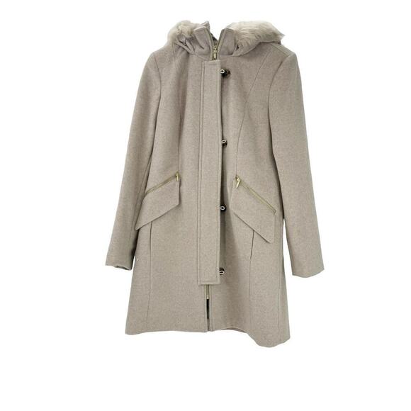Cole Haan Wool Blend Faux Fur Trimmed Hooded Parka Coat Size 8 NWT - Picture 4 of 12